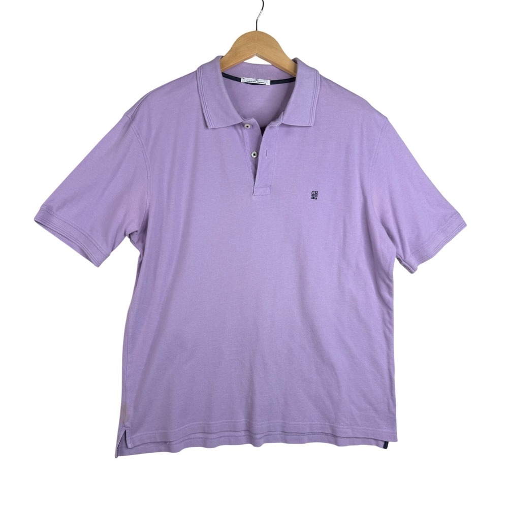 Carolina Herrera CH Mens Purple Pique Polo Size XL Short Sleeve Classic
